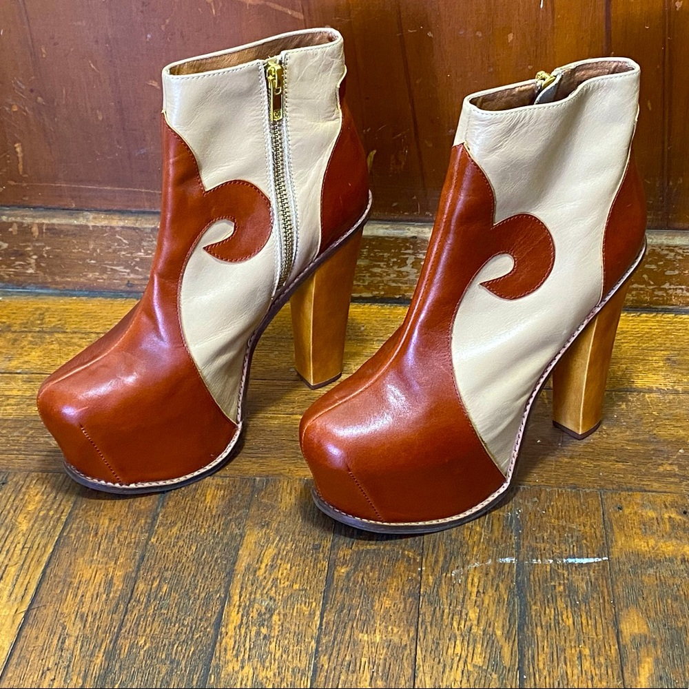 5” leather platform boots - women’s size 7.5